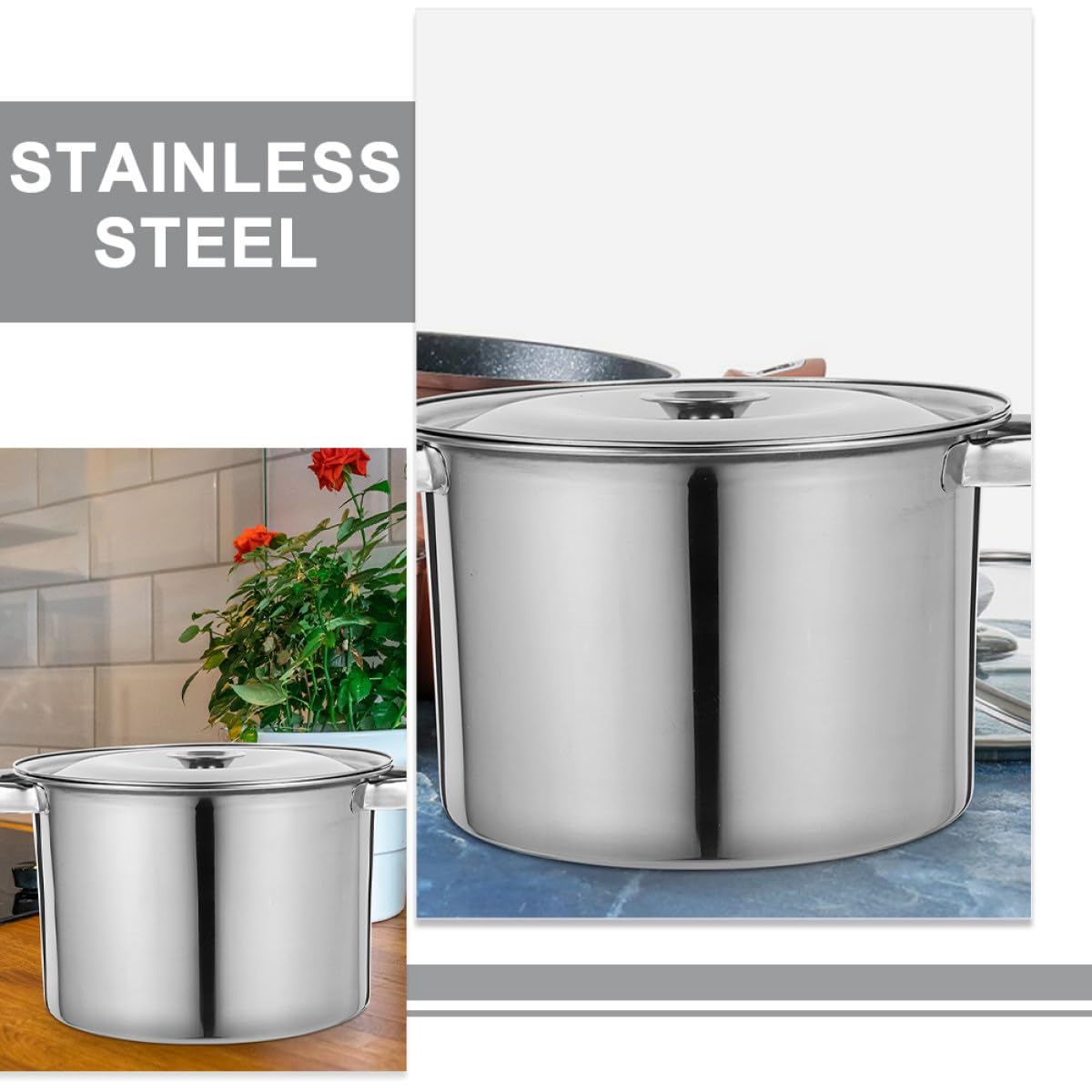 Stainless Steel Double Handle Stock Pot with Lid O8370