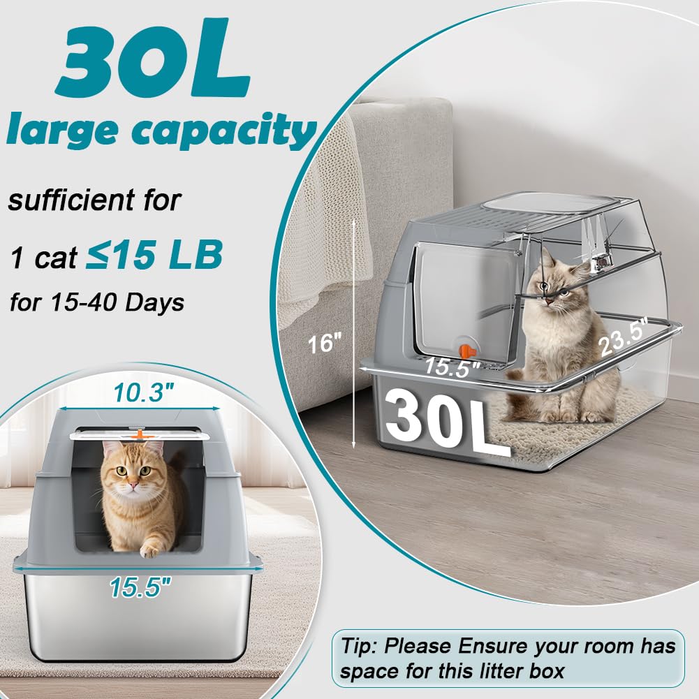 XL Stainless Steel Litter Box with Lid Z432