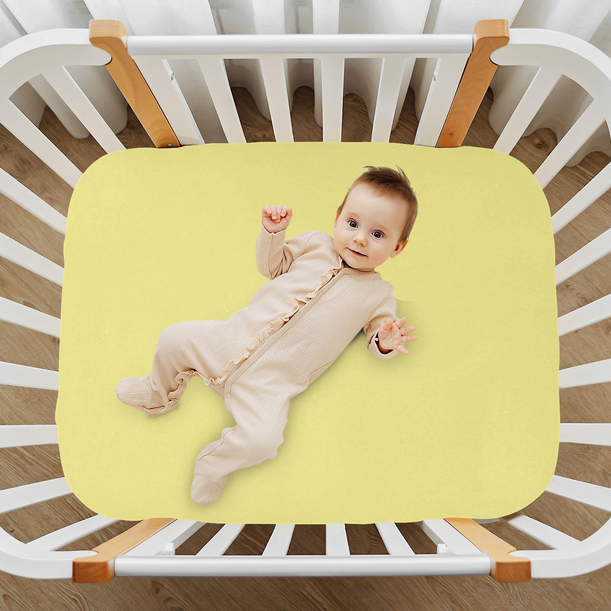 Khaki Microfiber Fitted Crib Sheet Y30706