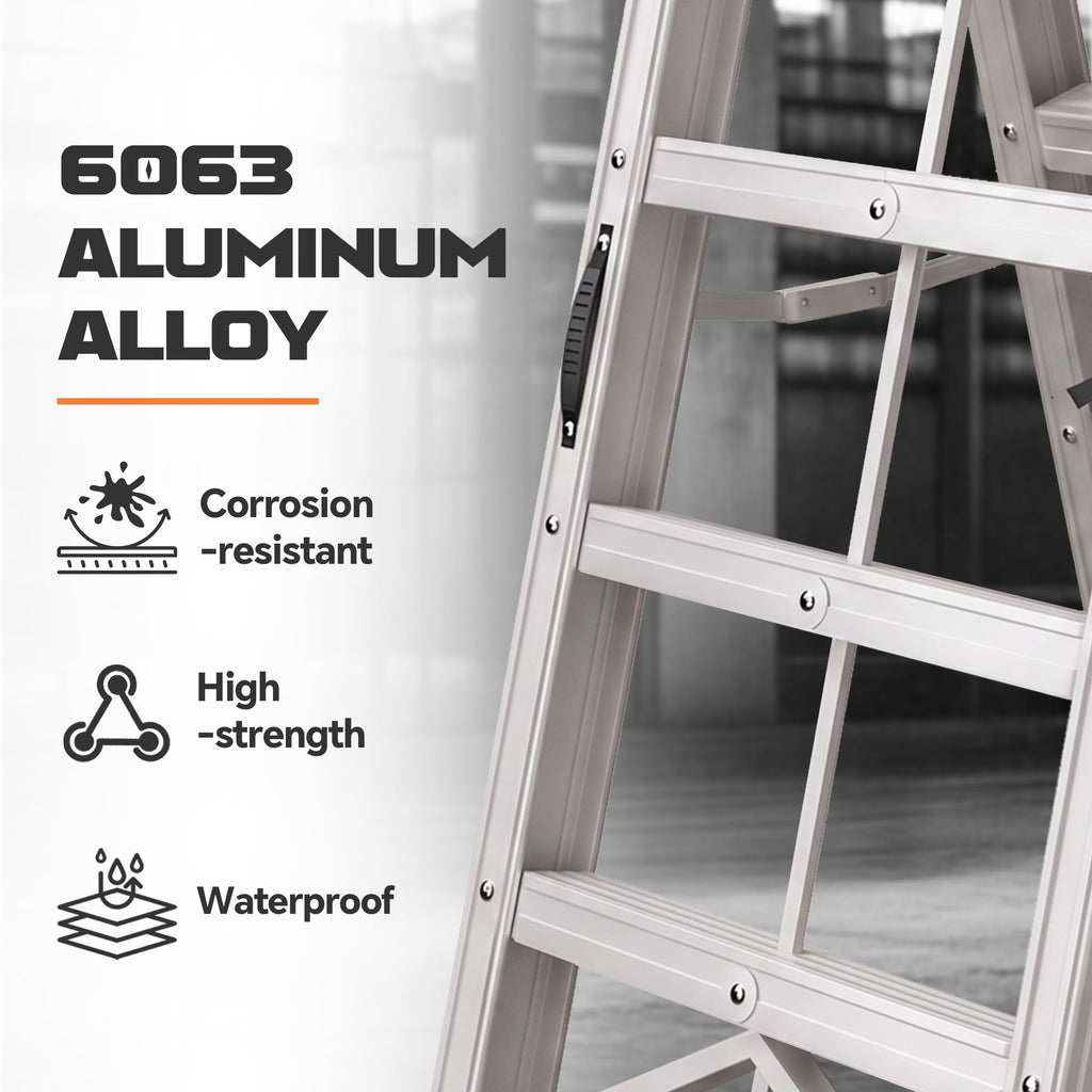 Aluminum Foldable 5-Step Ladder with Wide Anti-Slip Pedal P11821