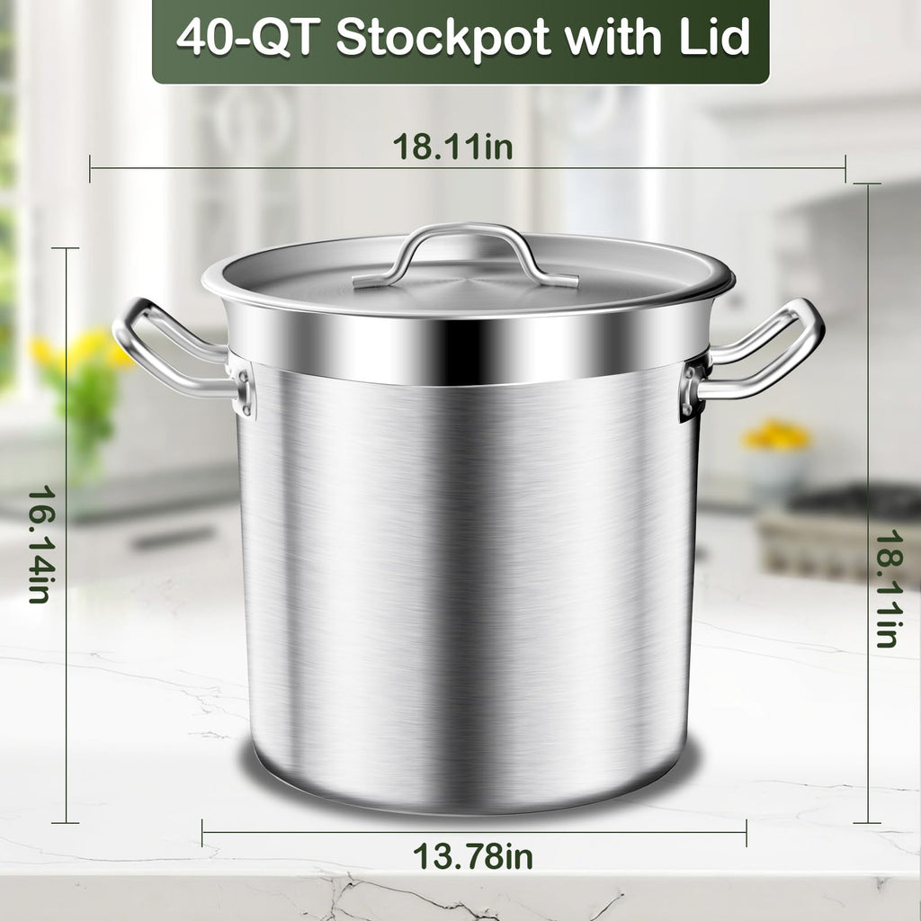 40 QT Stainless Steel Soup Pot with Lid Q5299