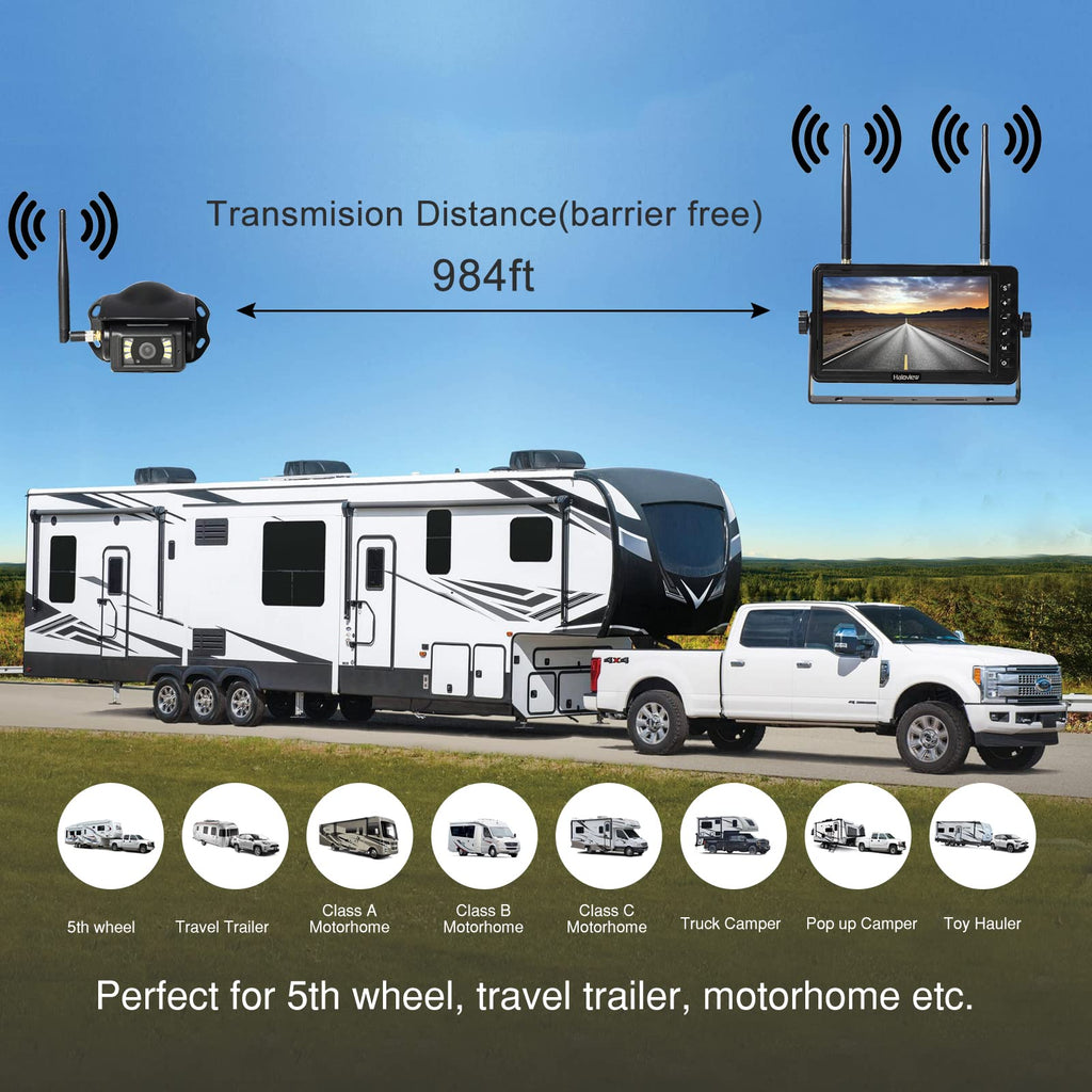 Wireless RV Backup Camera 1080P 7" Monitor System T1710