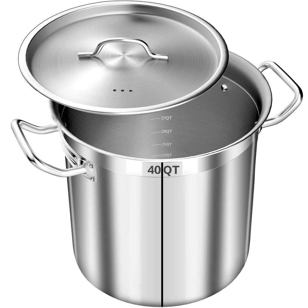 40 QT Stainless Steel Soup Pot with Lid Q5299