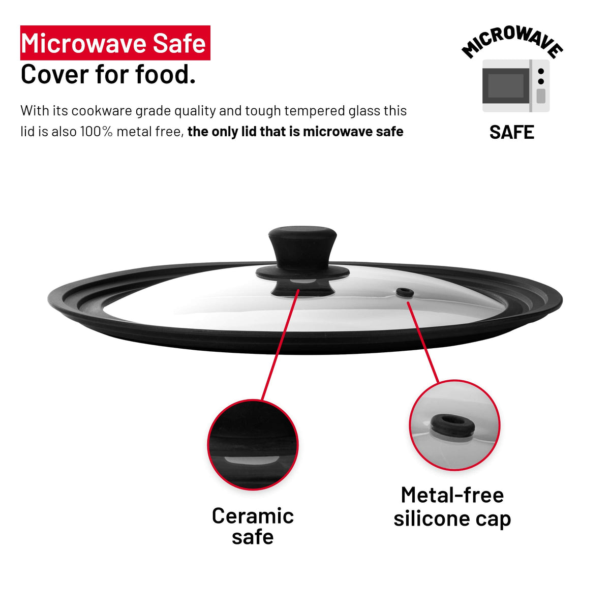 Universal Tempered Glass Lids with Silicone Rim, 2-Pack M46391