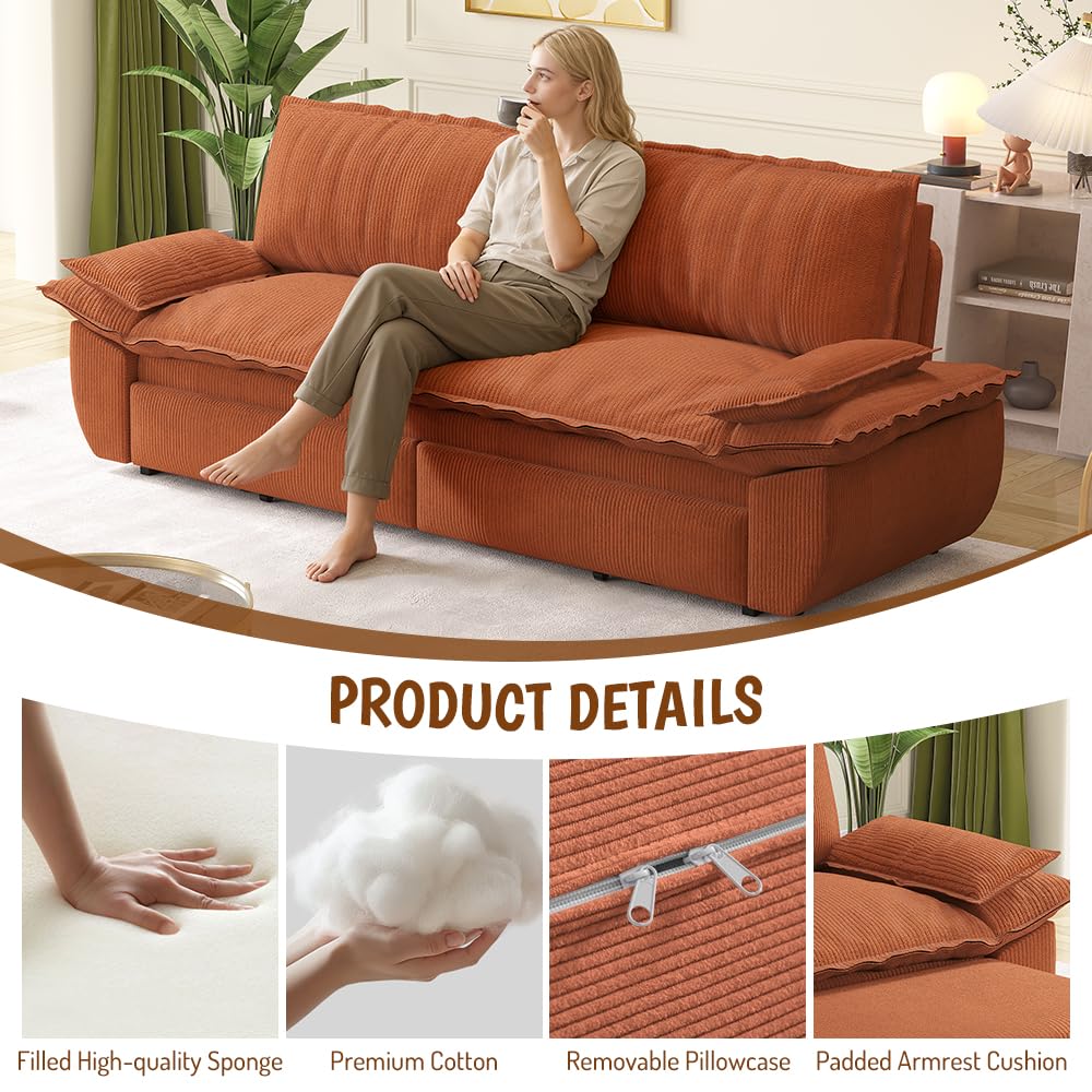 Orange Velvet Two Seater Sofa E924746