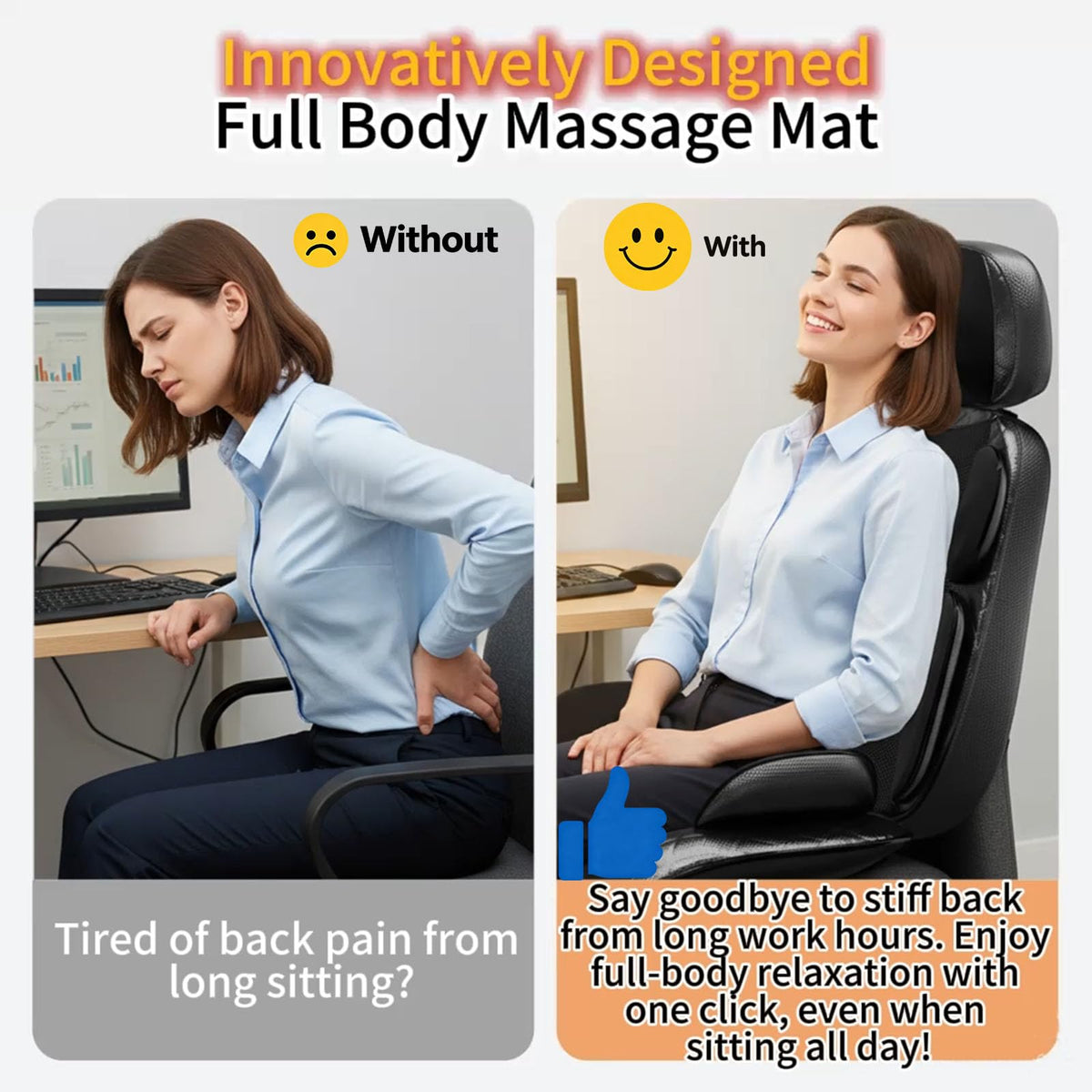 16D Electric Shiatsu Full Body Massage Mat with Foot Massager P6634