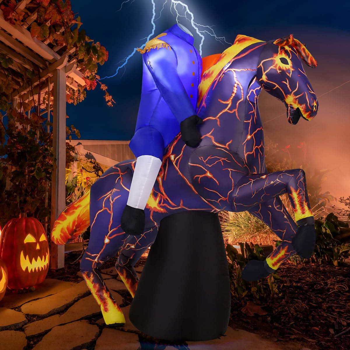 6FT Halloween Inflatables Headless Horseman with Built-in LEDs V195316