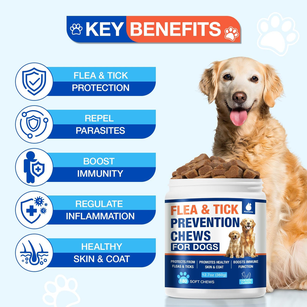 Natural Flea and Tick Prevention for Dogs Chewables F755
