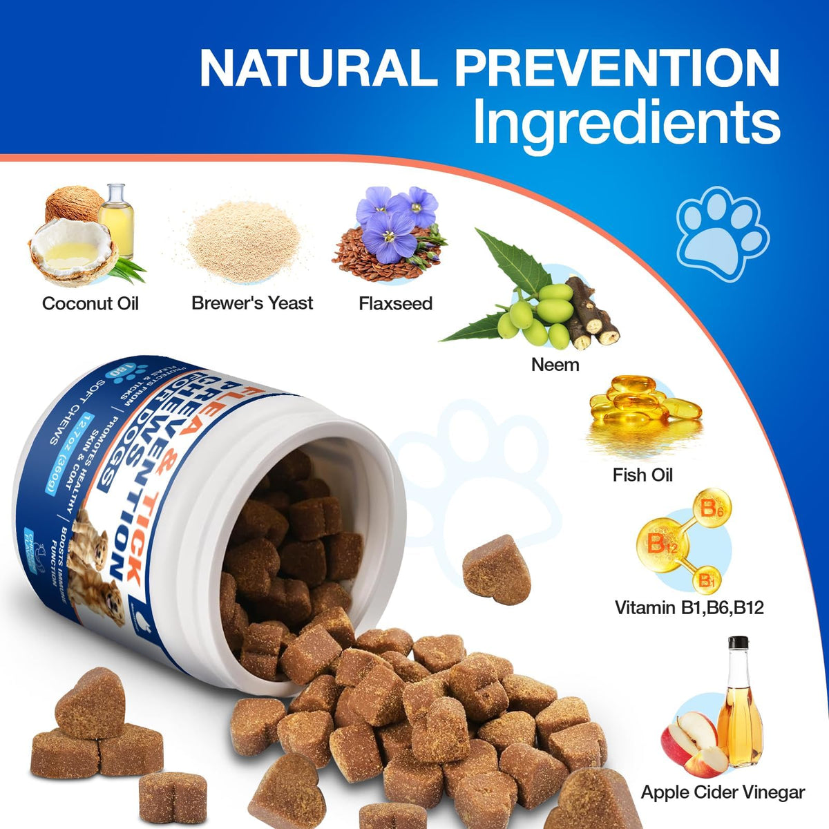 Natural Flea and Tick Prevention for Dogs Chewables F755