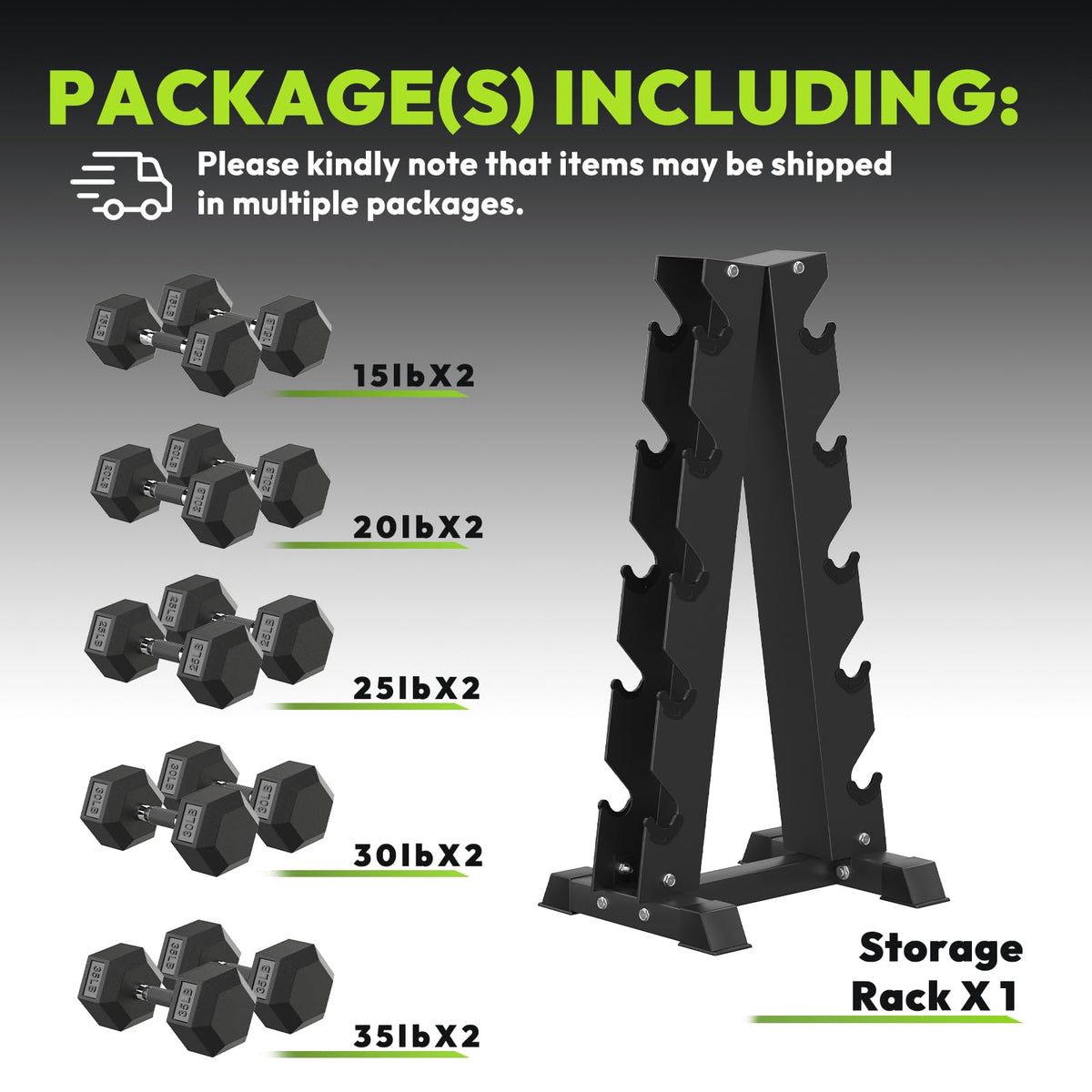 Hex Dumbbell Set with Vertical Storage Rack G77827