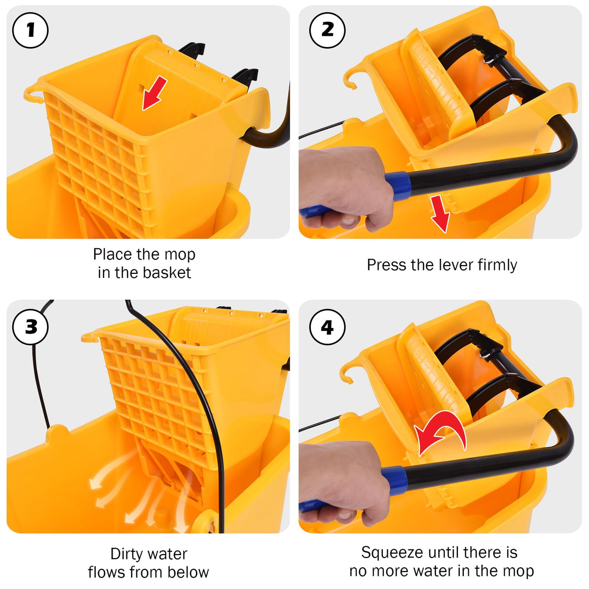 Yellow 35 Quart Commercial Mop Bucket with Wringer R81686