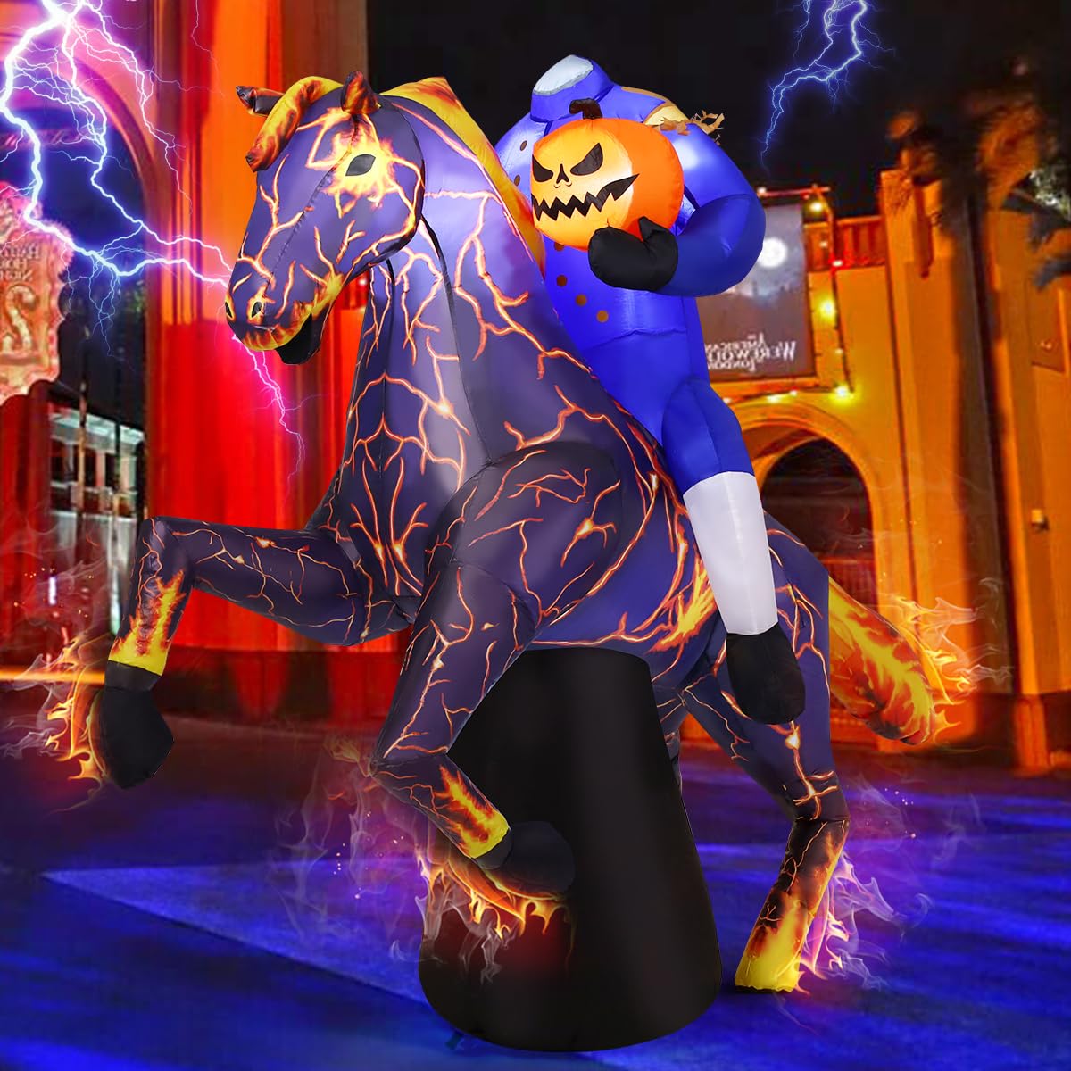 6FT Halloween Inflatables Headless Horseman with Built-in LEDs V195316