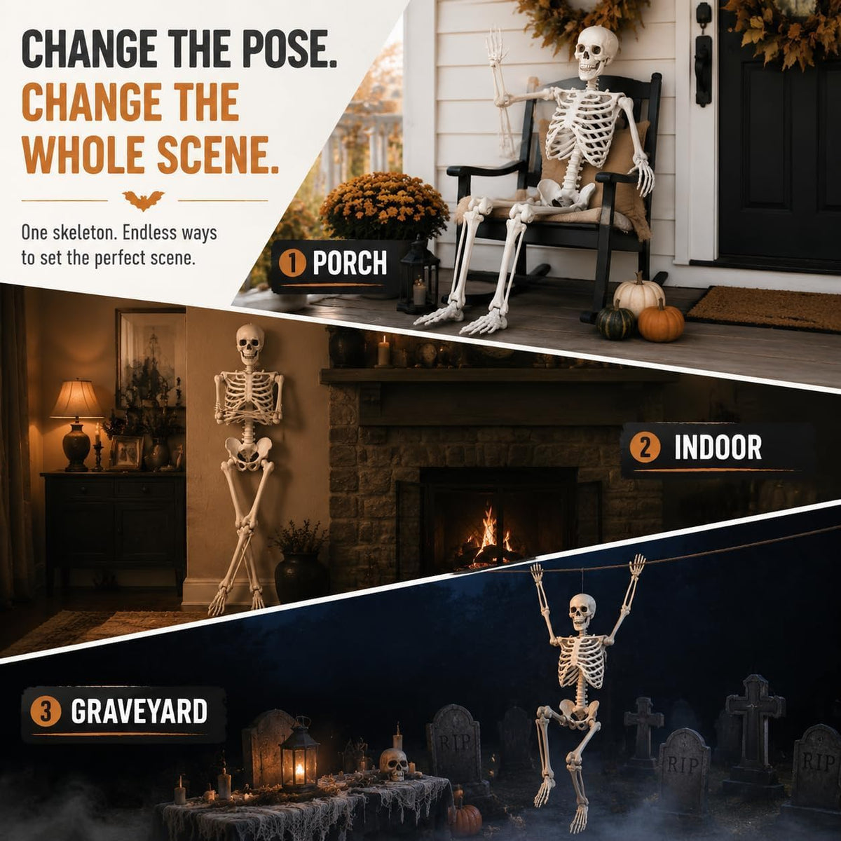 Life Size Posable Skeleton Prop Decoration N762751