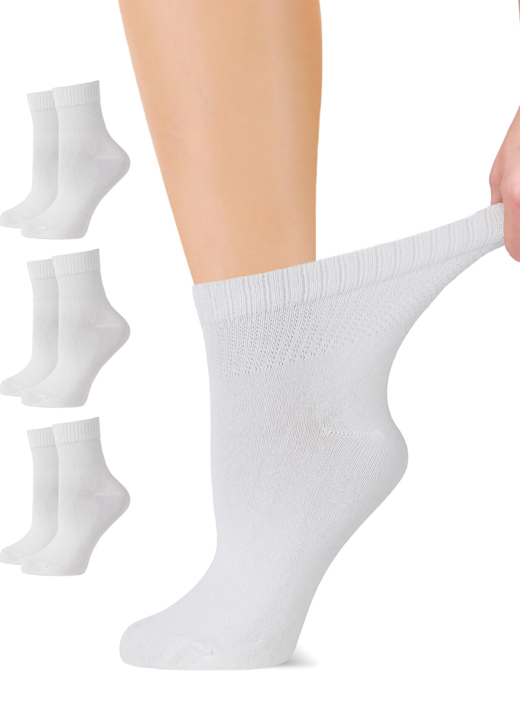 Loose Fit Seamless Rayon Bamboo Ankle Socks 3 Pairs N39085