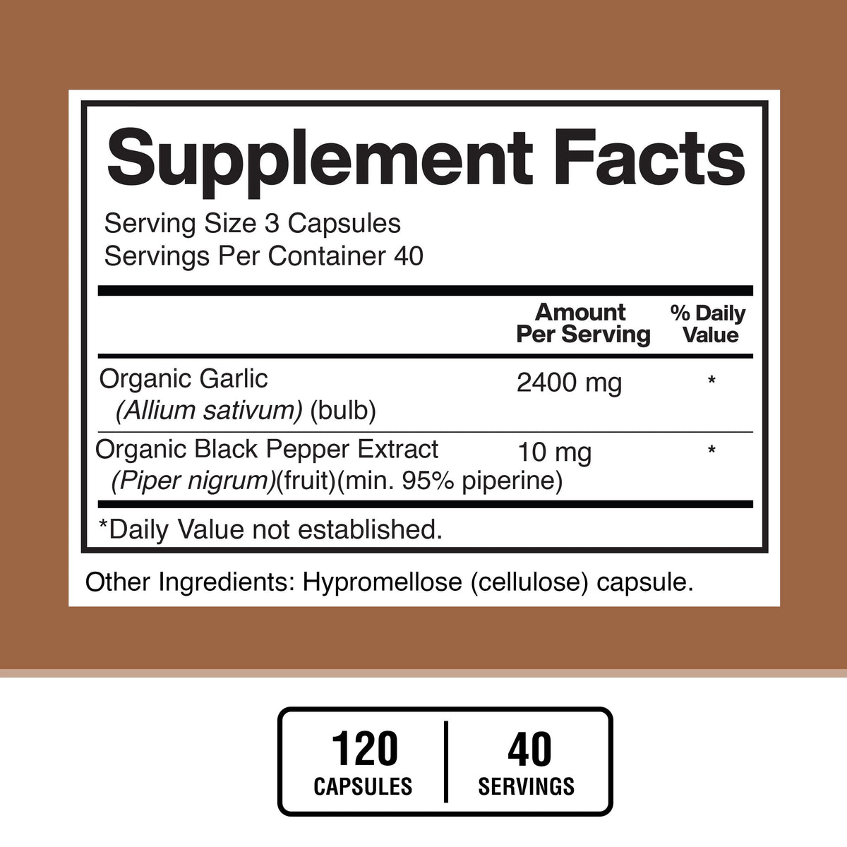 Garlic 2400mg with Black Pepper Fruit Extract 120 Capsules G511157