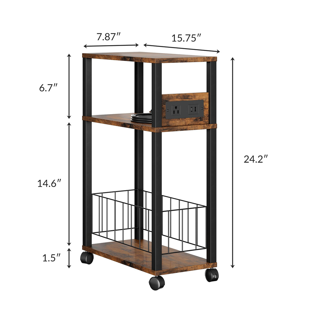 Rolling Side Table with Wheels M396