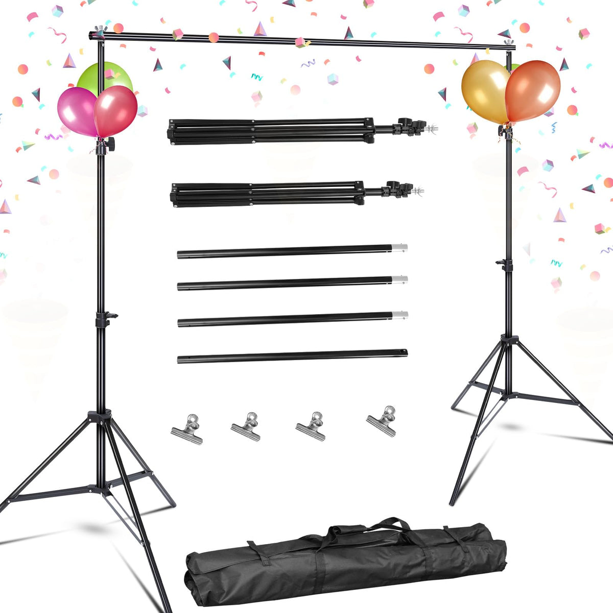 10ft Adjustable Backdrop Stand Kit with Clamps & Carry Bag P344