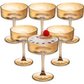 Set of 6 Amber Ribbed Coupe Cocktail Glasses C284