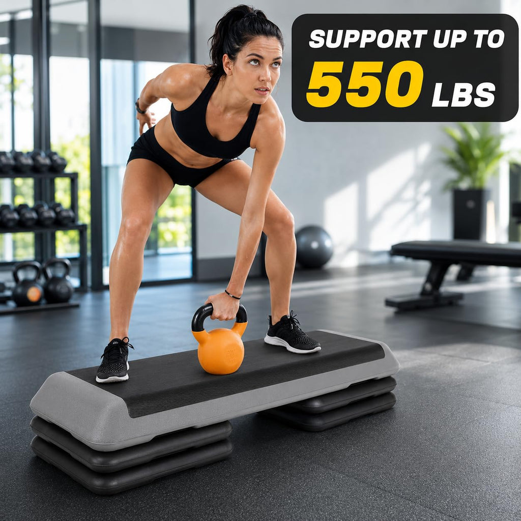 43" Adjustable Aerobic Exercise Step Platform with 4 Removable Risers O958363