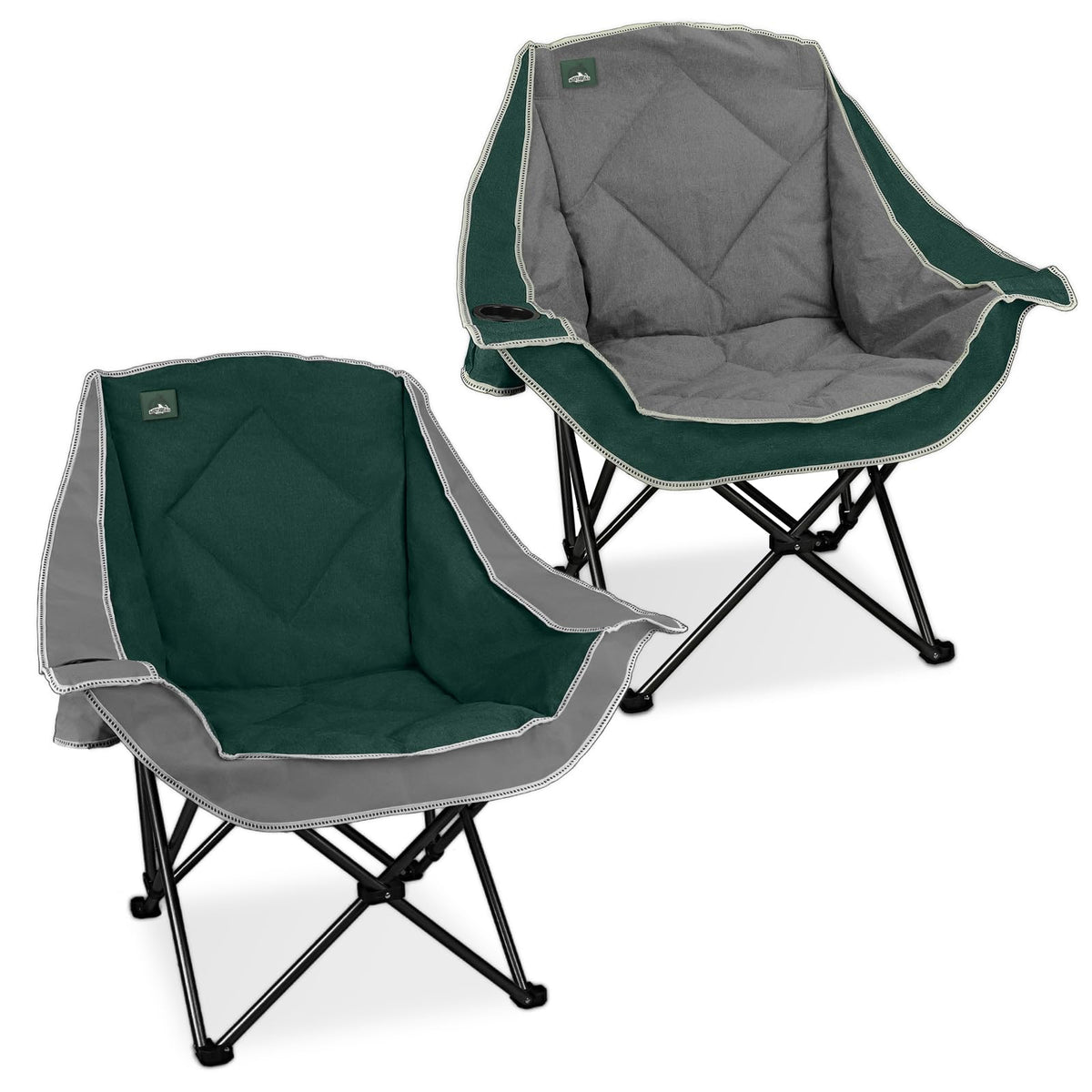 2 Pack Oversized Padded Folding Camping Chair with Cup Holder Q312939