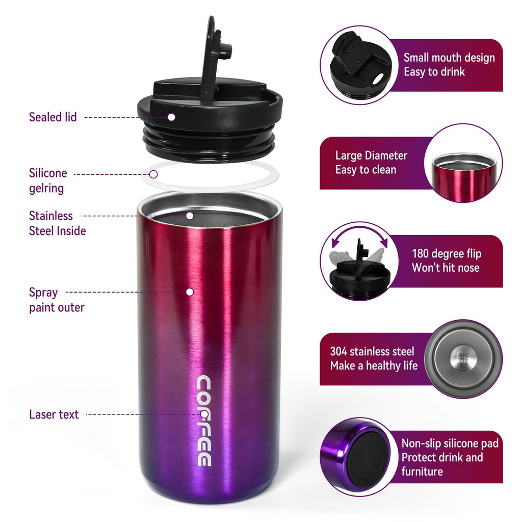 Insulated Coffee Mug 17oz 2 Pack Leak Proof Screw Lid N6314