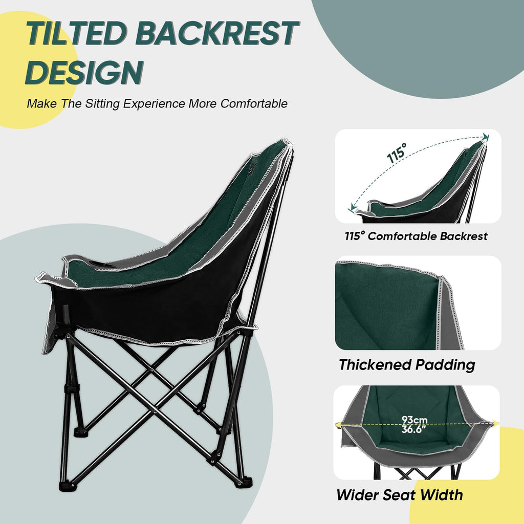 2 Pack Oversized Padded Folding Camping Chair with Cup Holder Q312939