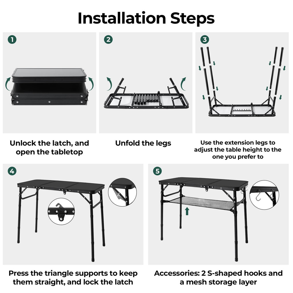 Folding Camping Table with Adjustable Height N2944