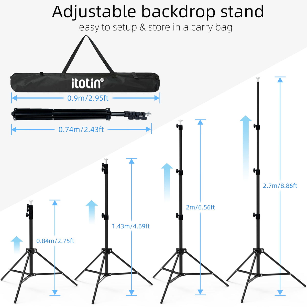 Adjustable Photo Backdrop Stand 9ft x 10ft with Carry Bag U66402