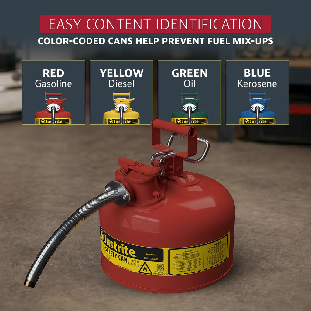 Red Galvanized Steel Gasoline Safety Can X230341