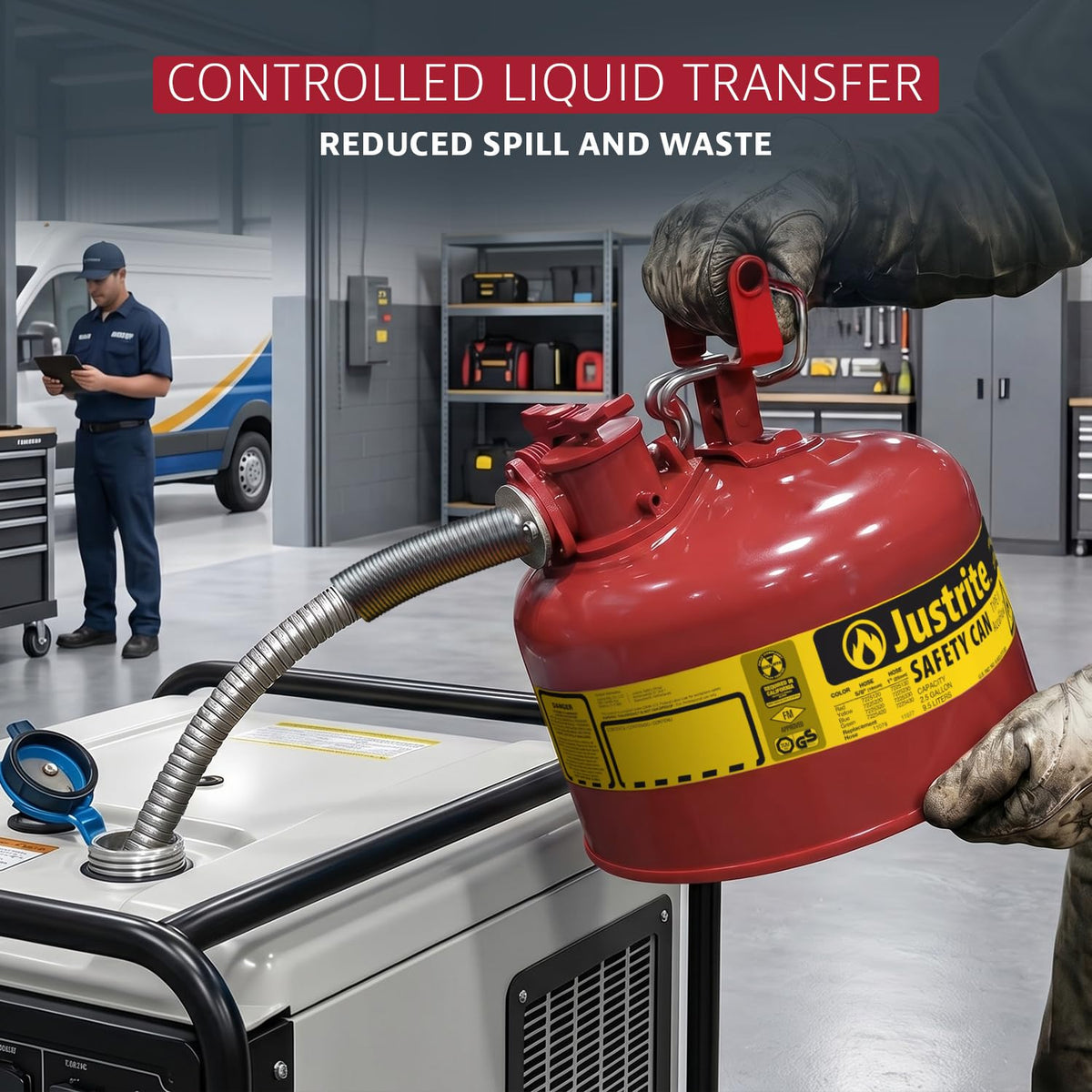Red Galvanized Steel Gasoline Safety Can X230341