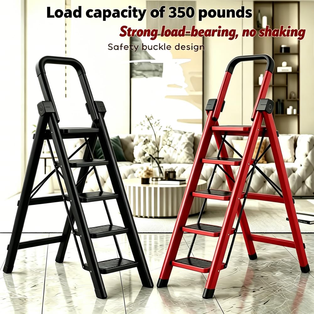 Heavy Sturdy Steel 4 Tier Step Stool with Handrail F8185