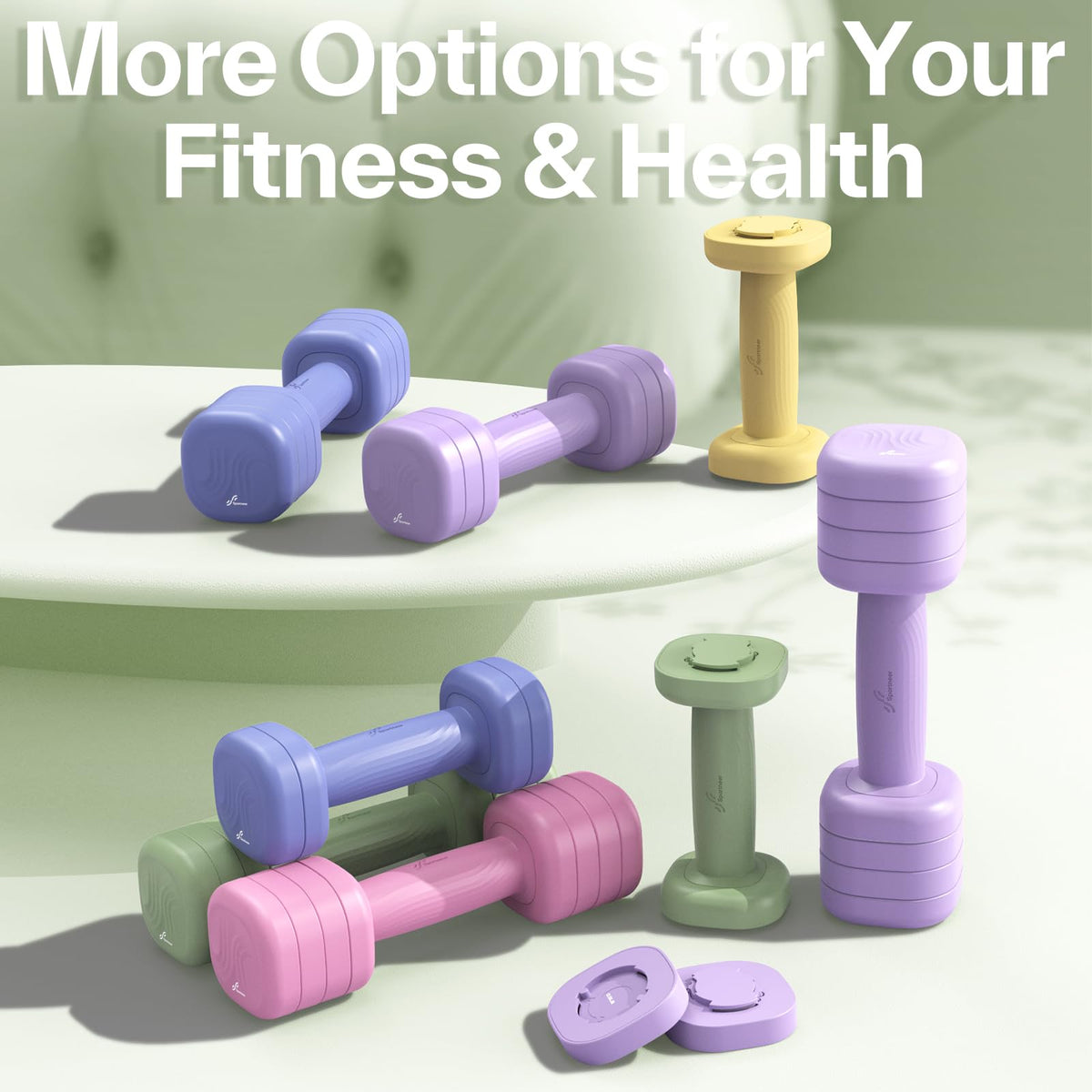 Adjustable Dumbbell Set of 2, 4 in 1 Free Weights with Soft Rubber Handle V227969
