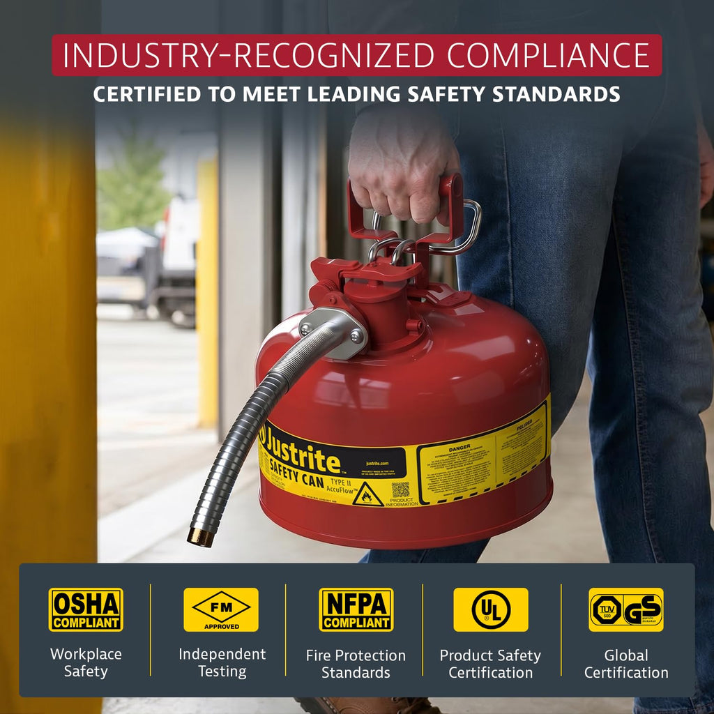 Red Galvanized Steel Gasoline Safety Can X230341