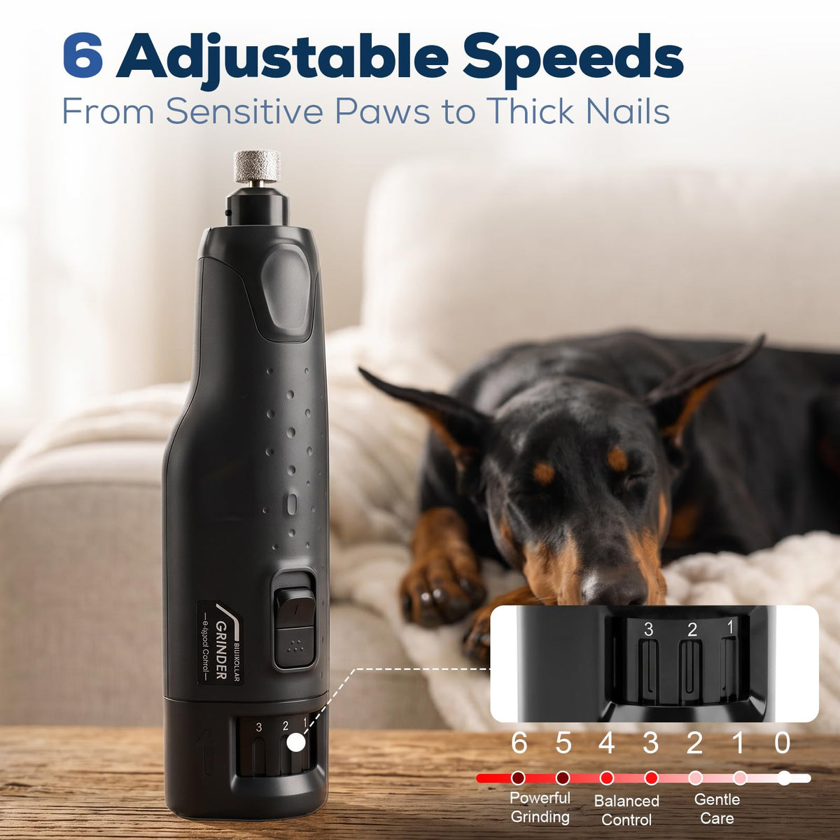 Dog Nail Grinder Quiet 6-Speed with LED Light I7419