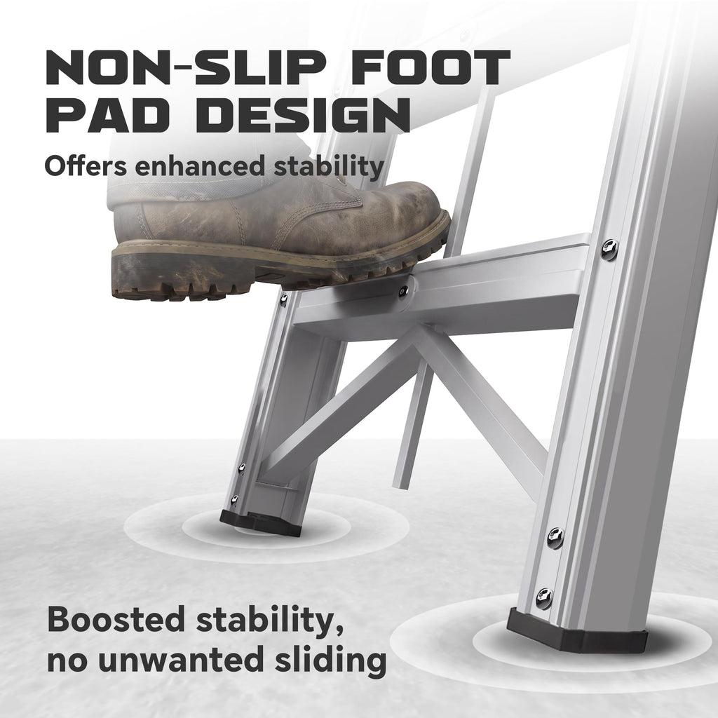 Aluminum Foldable 5-Step Ladder with Wide Anti-Slip Pedal P11821