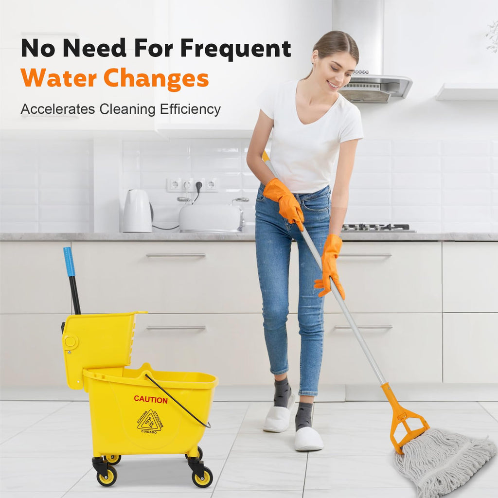 Commercial Mop Bucket with Wringer, 35 Quart Mop and Bucket Set B5787