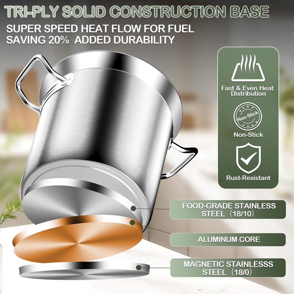 40 QT Stainless Steel Soup Pot with Lid Q5299