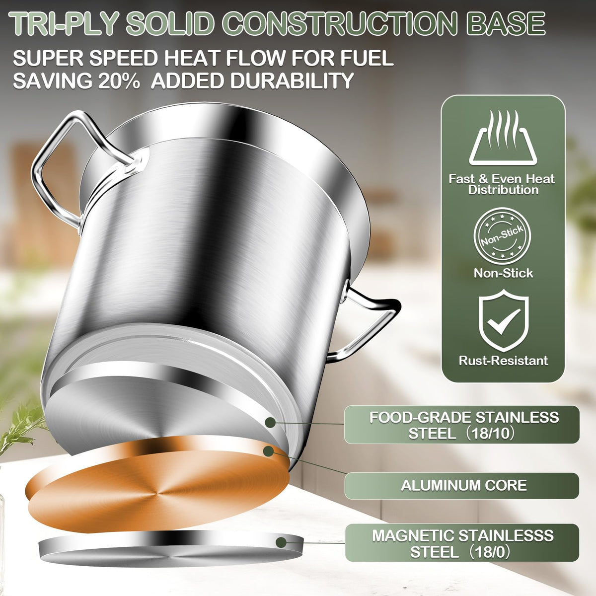 40 QT Stainless Steel Soup Pot with Lid Q5299
