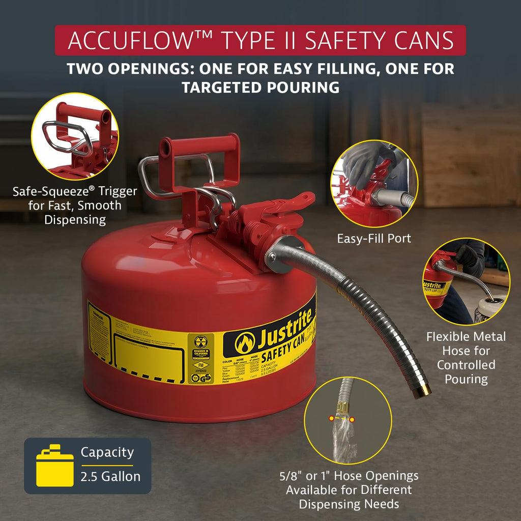 Red Galvanized Steel Gasoline Safety Can X230341