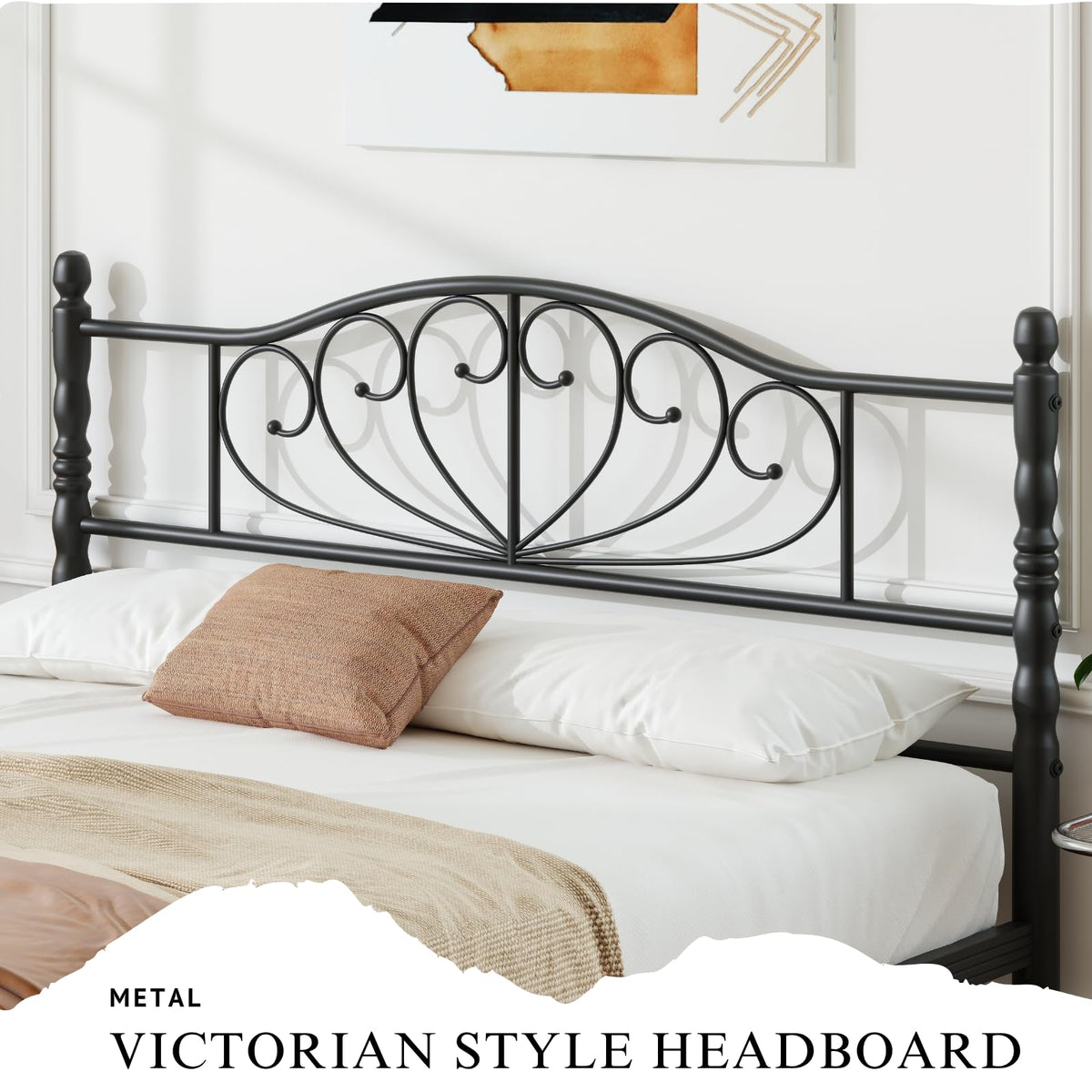 12" Metal Full Platform Bed Frame with Headboard F99781