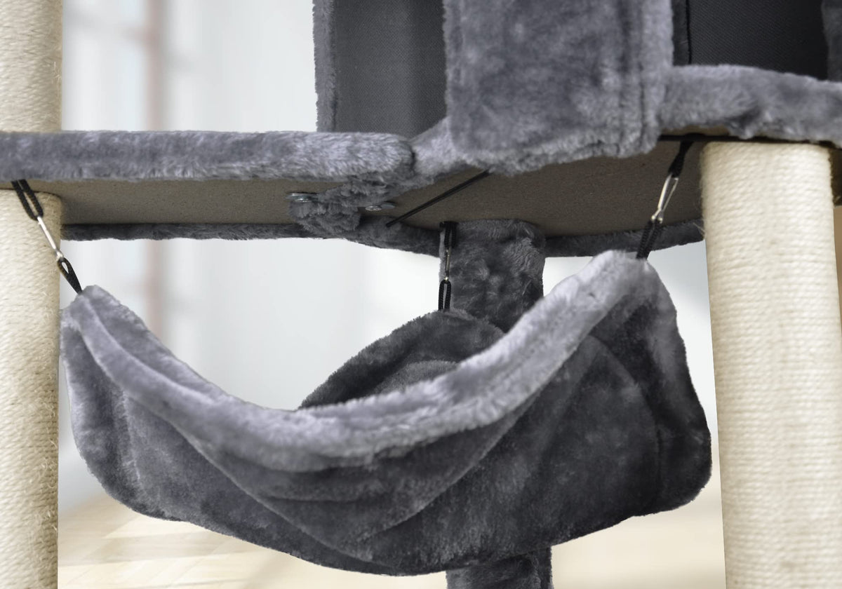 Grey Cat Tree with Cat Condo and Hammock I1857