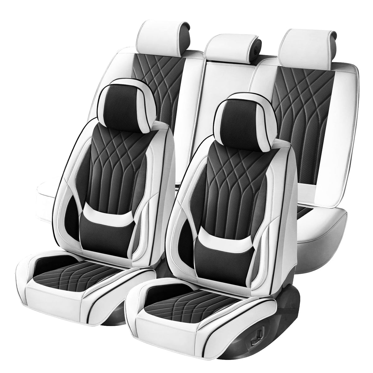 Black White Car Seat Covers Full Set X4677