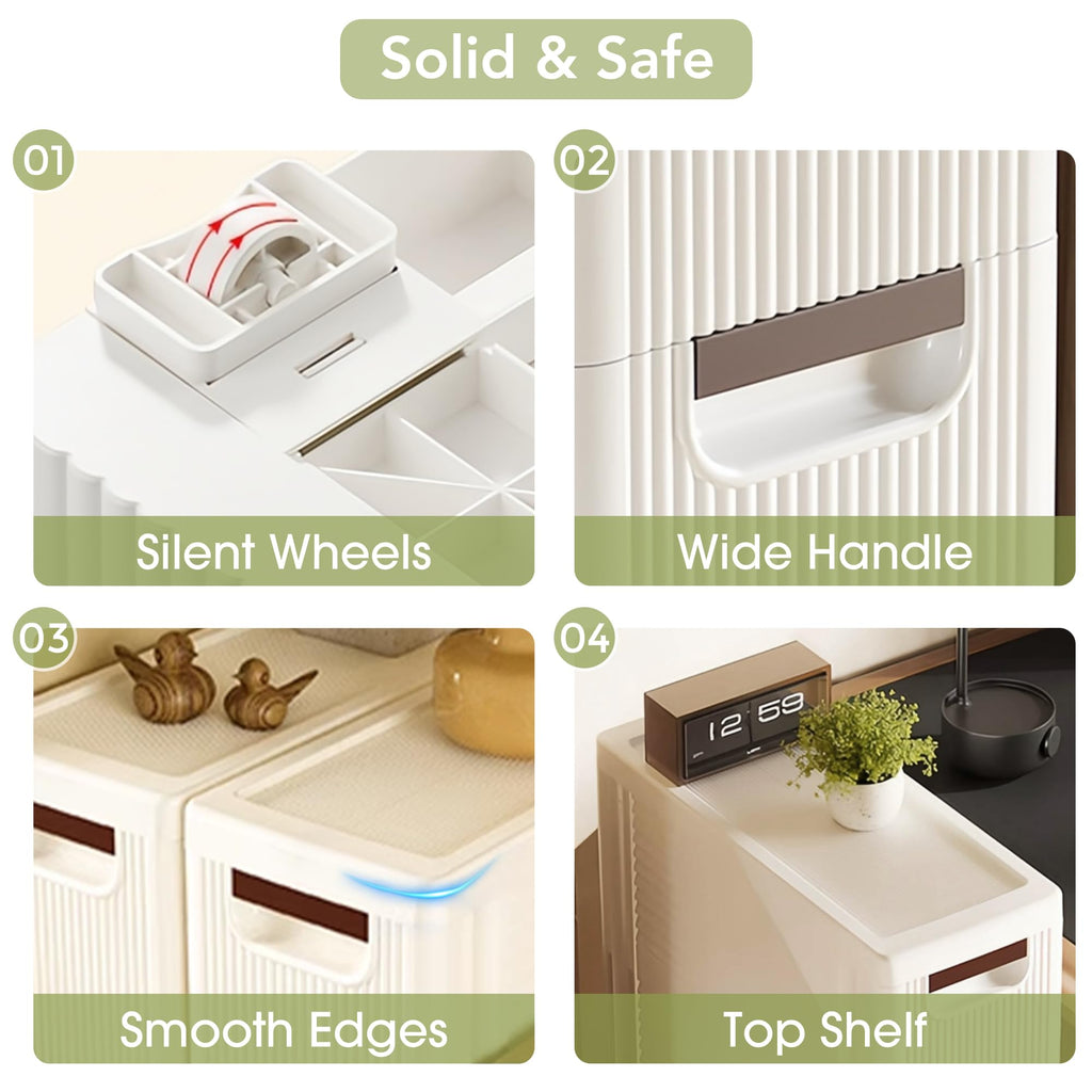 White 3 Drawers Narrow Plastic Bathroom Storage Cabinet F241