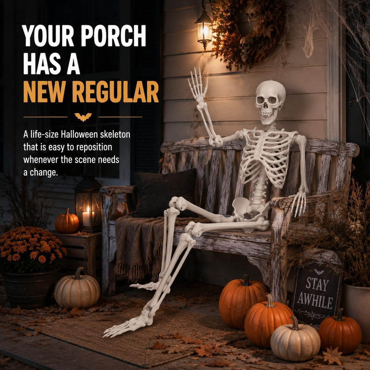 Life Size Posable Skeleton Prop Decoration N762751