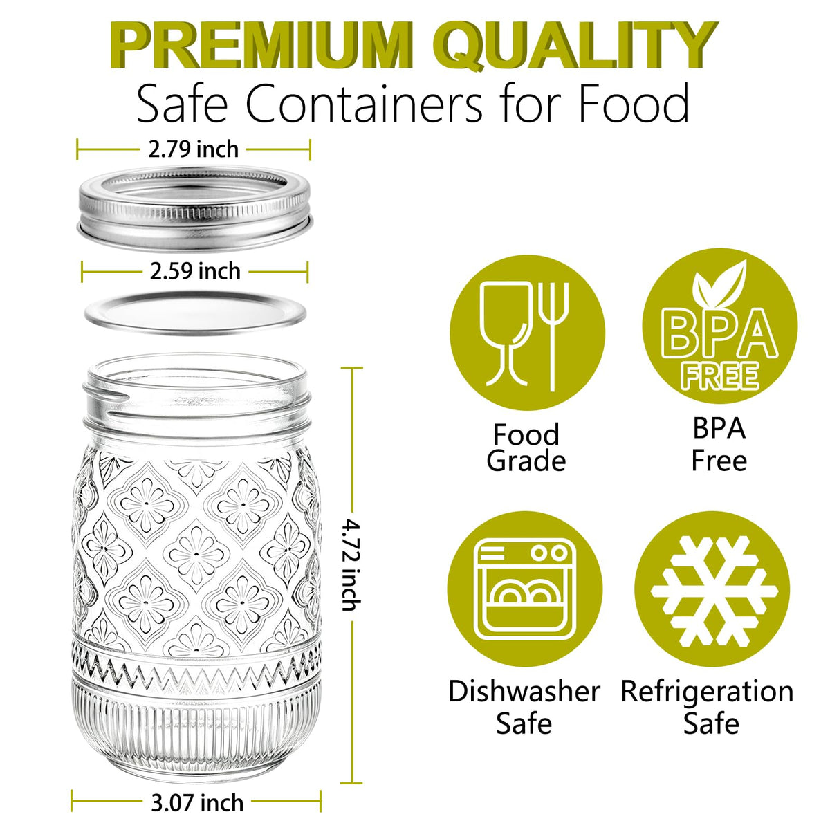 12 oz 20 Pack Mason Jars with Lids and Bands V6868