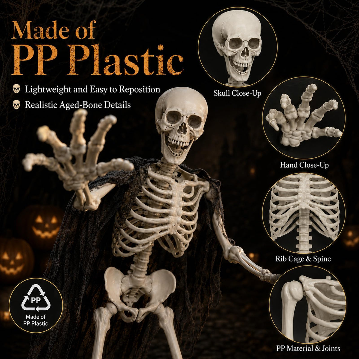 Life Size Full Body Skeleton Prop X36893