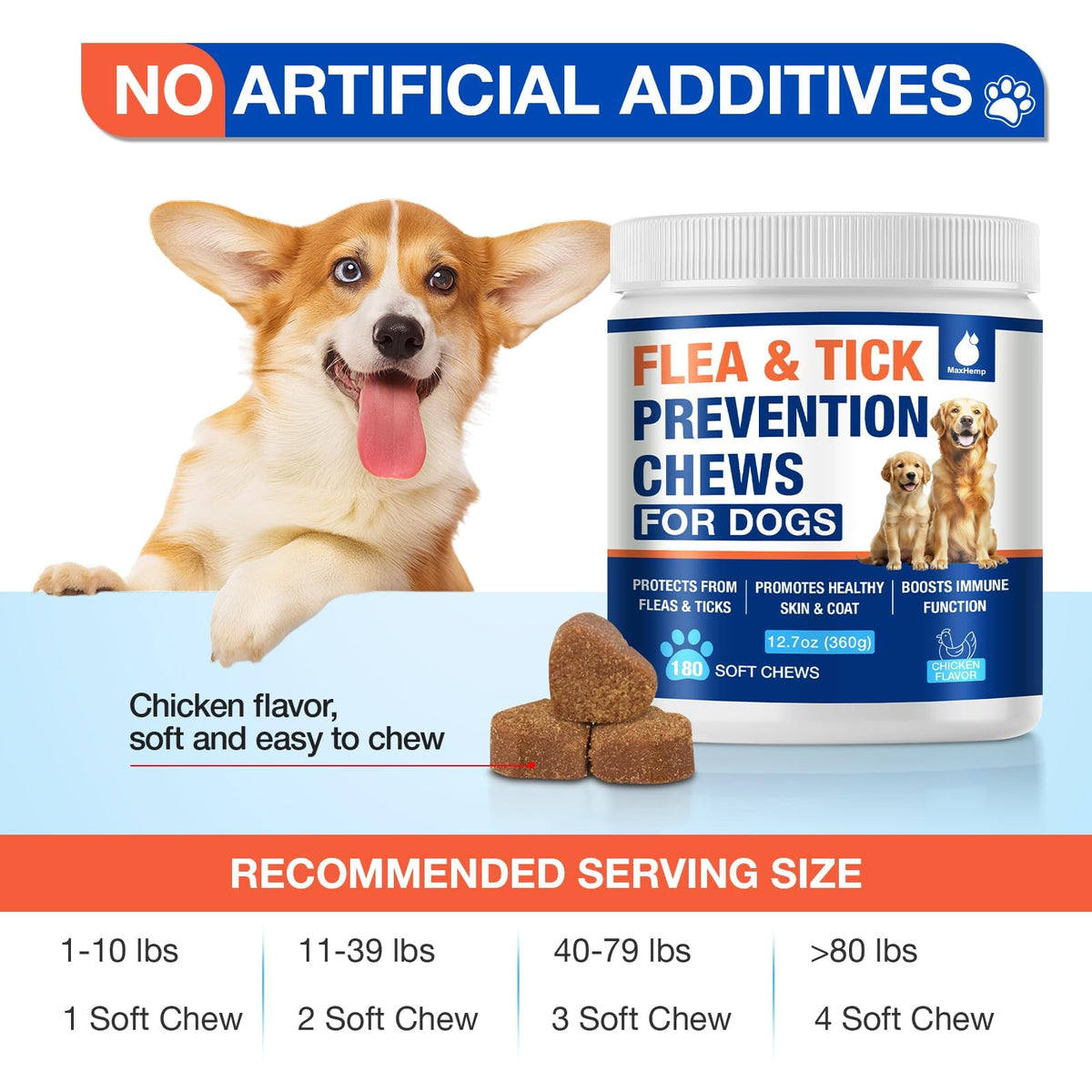 Natural Flea and Tick Prevention for Dogs Chewables F755