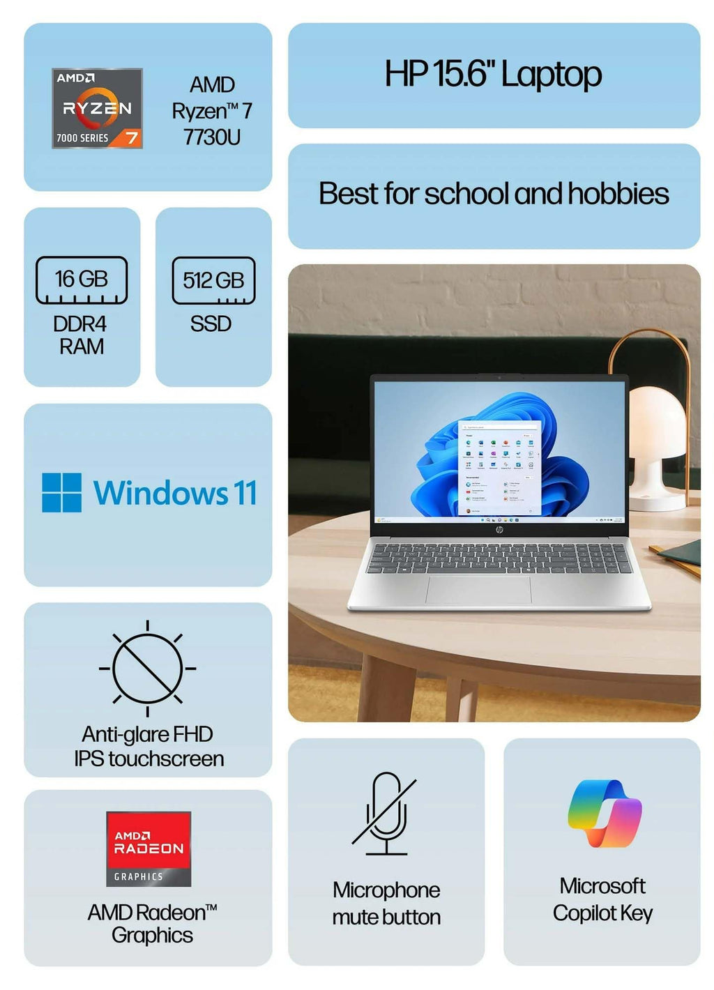 15.6in Touch Laptop Ryzen 7 16GB 512GB SSD O125465
