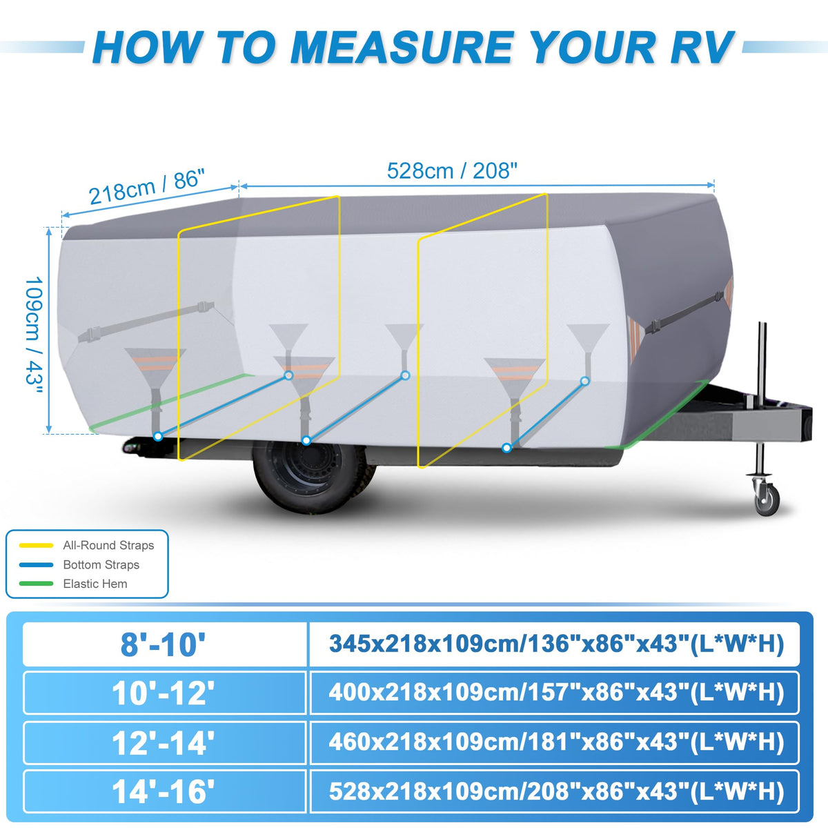 14ft-16ft Waterproof Oxford Pop-Up Camper Cover C81114