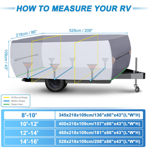 14ft-16ft Waterproof Oxford Pop-Up Camper Cover C81114